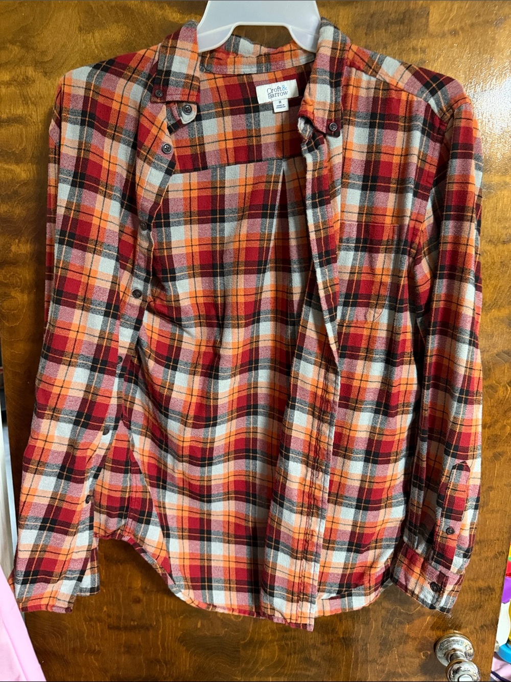 Croft & Barrow Orange Red Plaid Button-Up Shirt